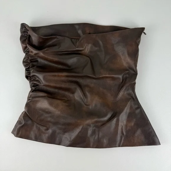 Zara Brown Faux Leather Tube Top - Picture 4 of 4